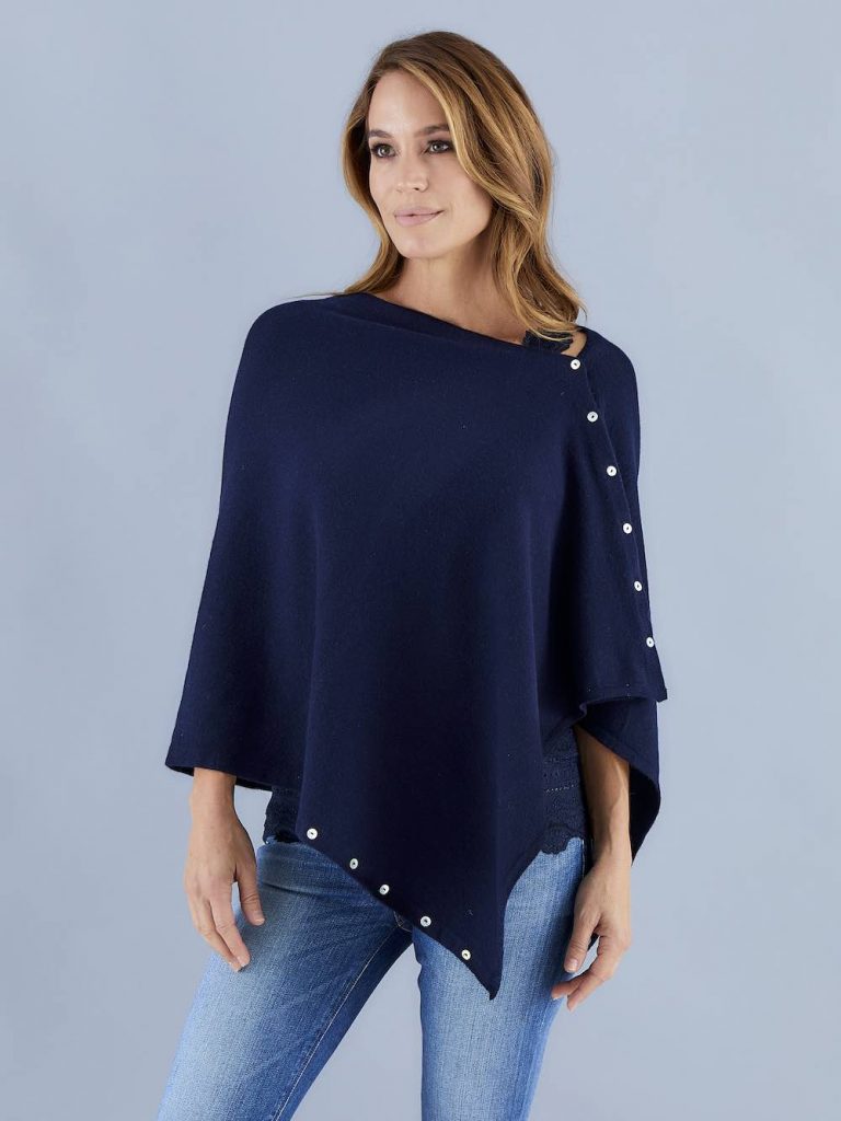 Brodie Cashmere S Navy Star Poncho main image 0